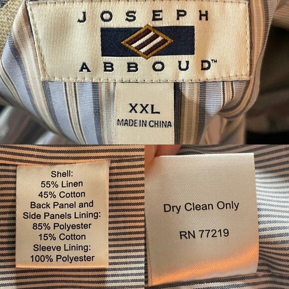 Joseph Abboud Blue/Gray Plaid Dual Vent Linen Cotton Blazer Jacket Mens Size XXL - Picture 3 of 9